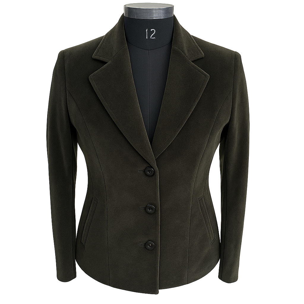 Women's Olive Blazer – Slim Fit with Triple Button Closure-L