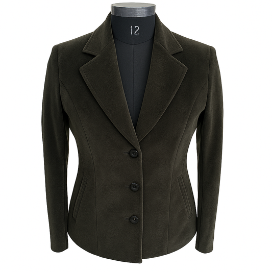 Women's Olive Blazer – Slim Fit with Triple Button Closure-L