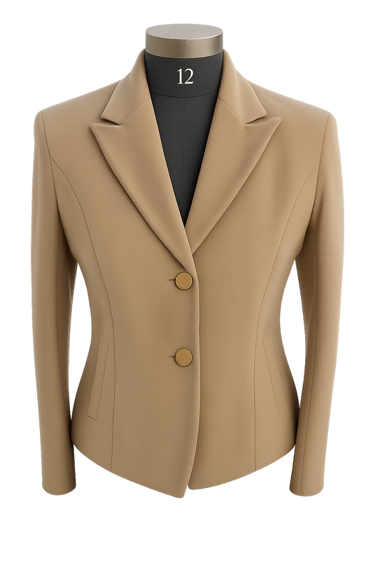 Women's Beige Blazer – Slim Fit with Button Closure