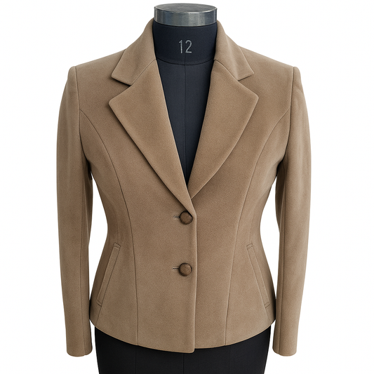 Women's Tan Blazer – Slim Fit with Button Closure-L
