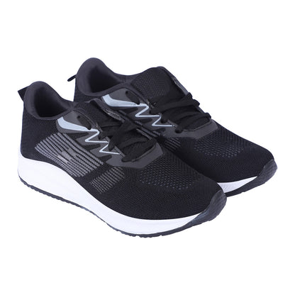 Men Lace Up Running Shoes, Black (Size-9 UK)