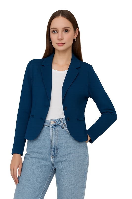 Women's Teal Blazer – Formal Notched Lapel, Two-Button Closure-XXL