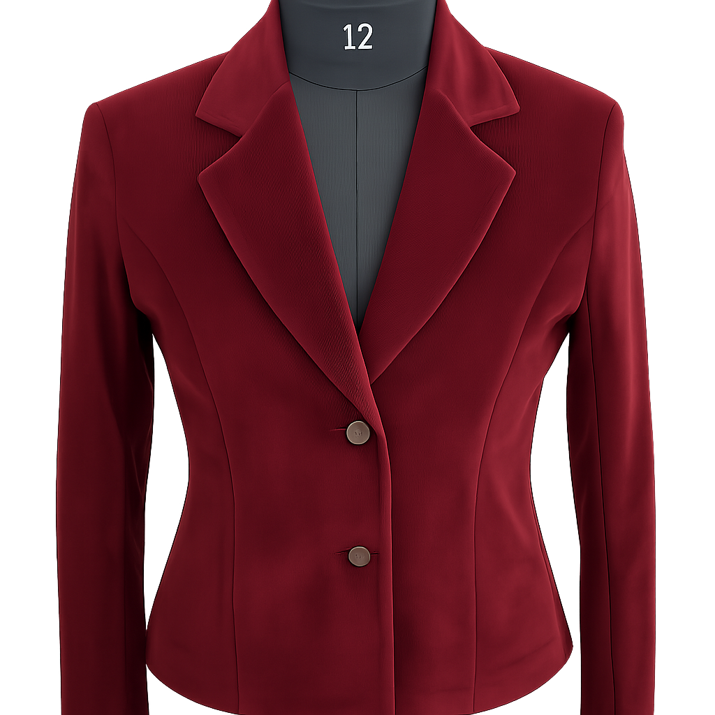 Women's Maroon Blazer – Slim Fit with Double Button Closure-M