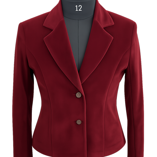 Women's Maroon Blazer – Slim Fit with Double Button Closure-M