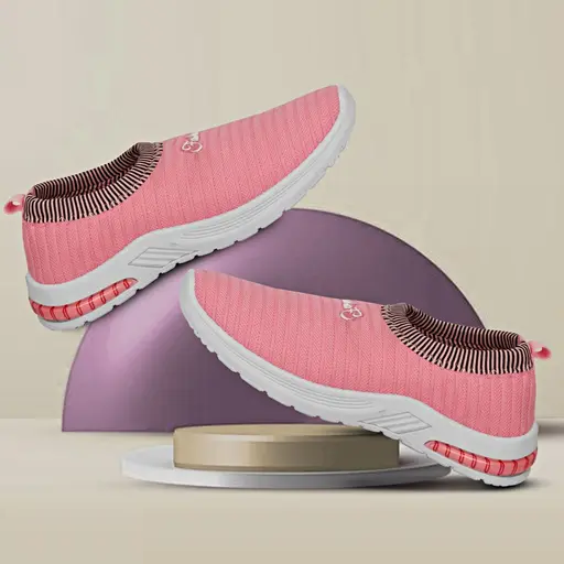 PR Women’s Pink Slip-On Walking Shoes | Breathable Mesh Upper &