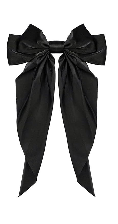 Silky Satin Hair Barrettes Clip for Women Large Bow Hair Slides Metal