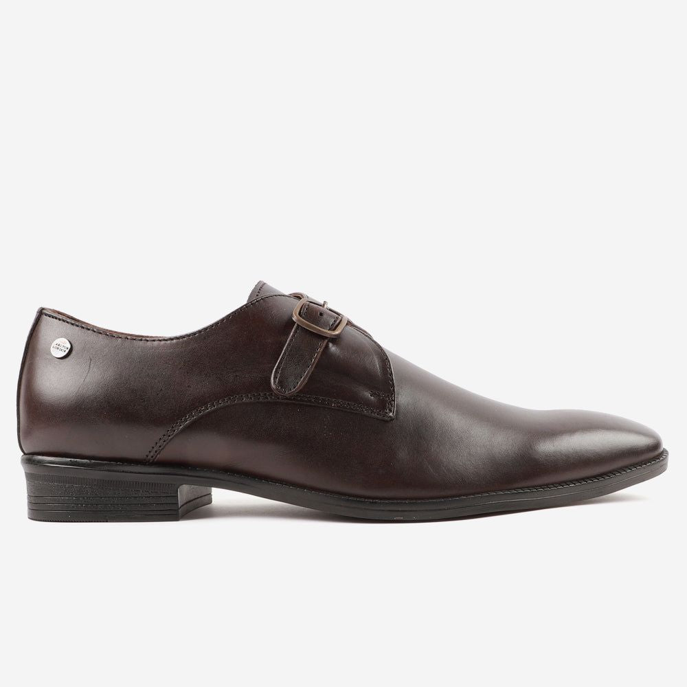 Men Formal Shoes with Adjustable Strap (Size-6) (Color-DARK BROWN)