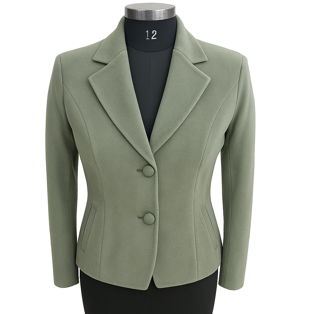 Women's Green Blazer – Slim Fit with Button Closure-L
