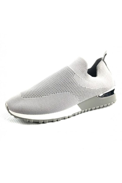 Grey Knitted Sock Trainers Womens w/ Silver Detail