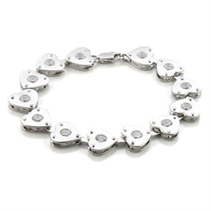 LO586 - Matte Rhodium & Rhodium Brass Bracelet with AAA Grade CZ  in