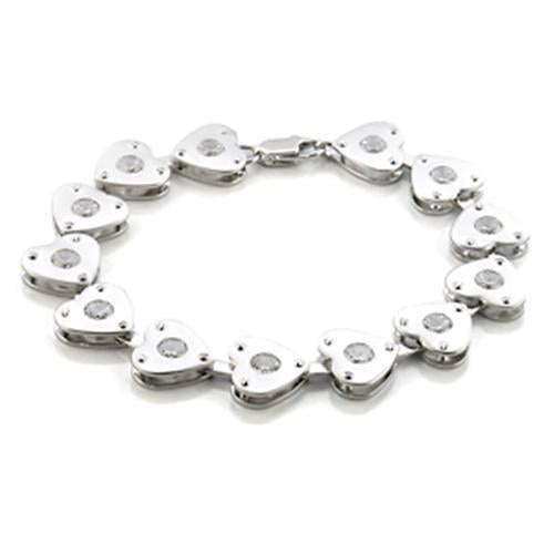 LO586 - Matte Rhodium & Rhodium Brass Bracelet with AAA Grade CZ  in