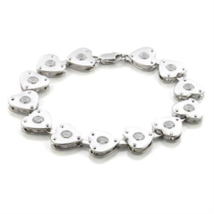 LO586 - Matte Rhodium & Rhodium Brass Bracelet with AAA Grade CZ  in