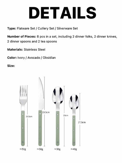 Elegant Modern Nordic Flatware Set Of 10 - Bistrot Rivet Cutlery