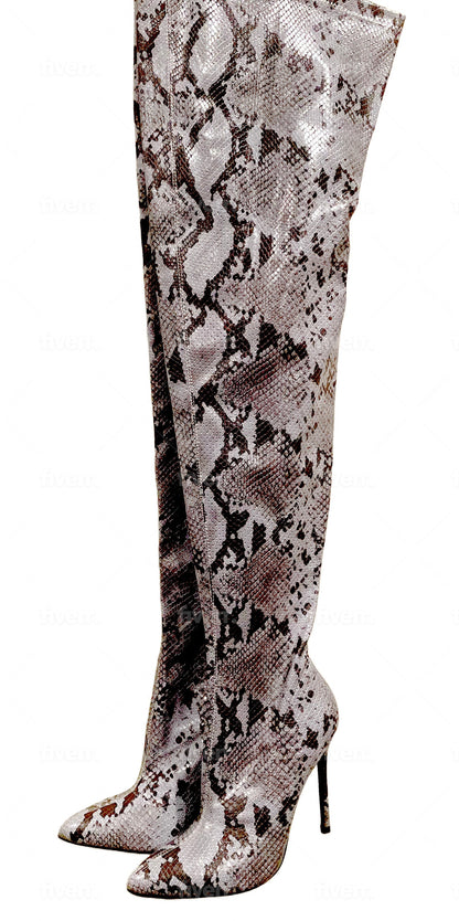 Pythonette Over The Thigh Boot