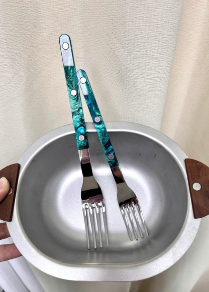 Set Of 10 Pcs Modern Elegant Terra Flatware - Bistrot Style Cutlery
