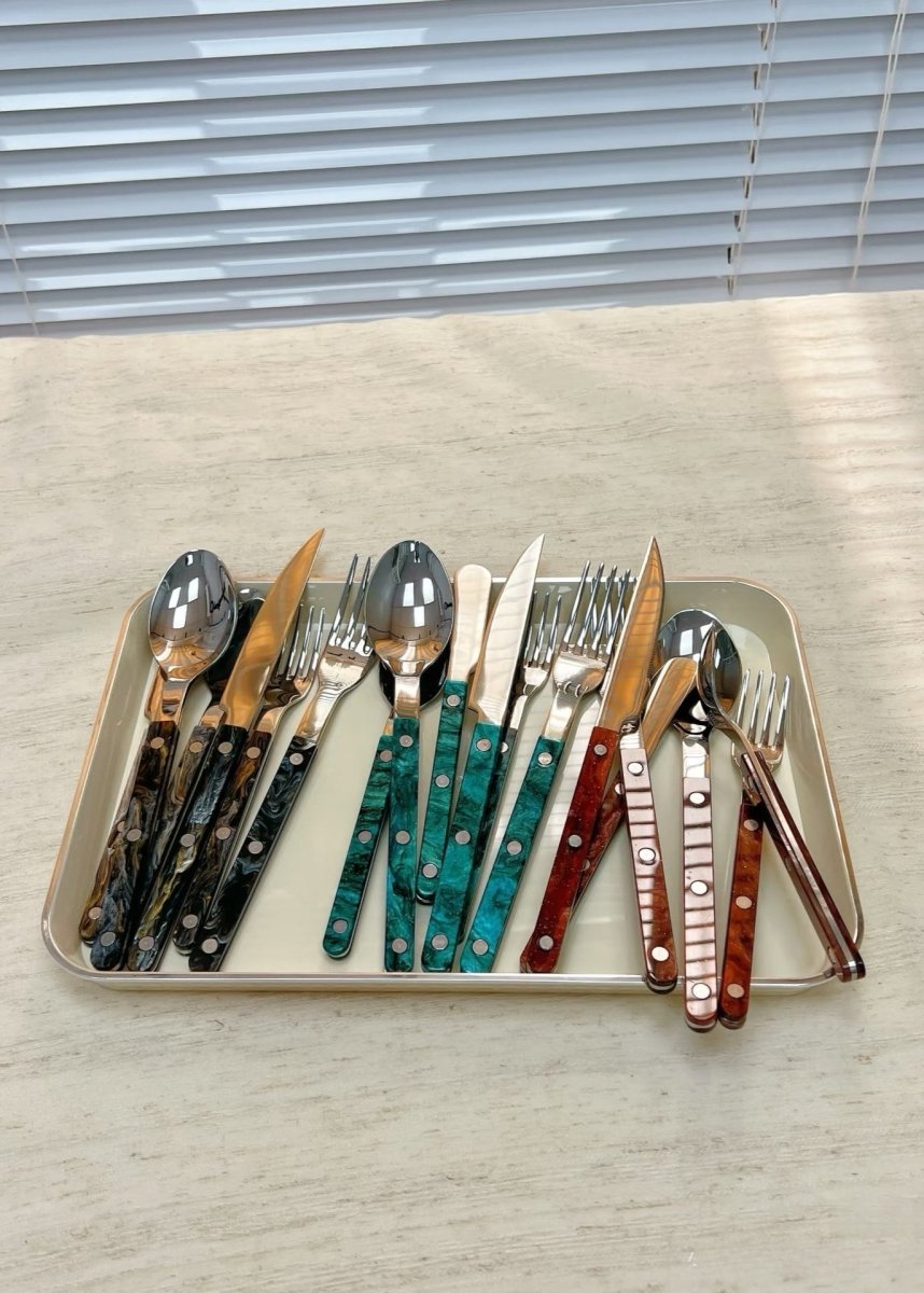 Set Of 10 Pcs Modern Elegant Terra Flatware - Bistrot Style Cutlery