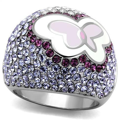 TK2125 - High polished (no plating) Stainless Steel Ring with Top