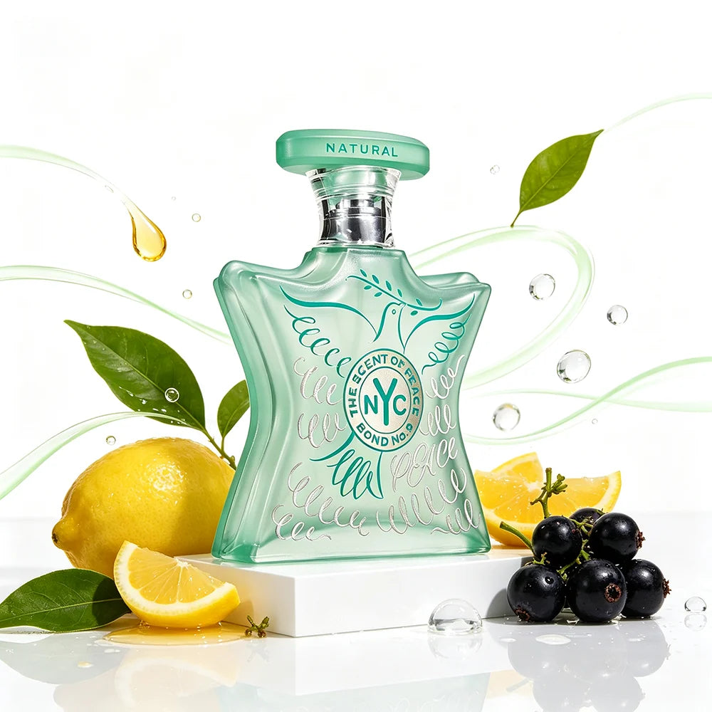 Bond No.9 The Scent of Peace Natural Perfume 100ml Women Eco Chic Citrus Scent Lemon Blackcurrant Top Notes Raspberry Rose Damascena Heart Cedarwood Musk Base Long Lasting EDP Natural Vegan Gift Box
