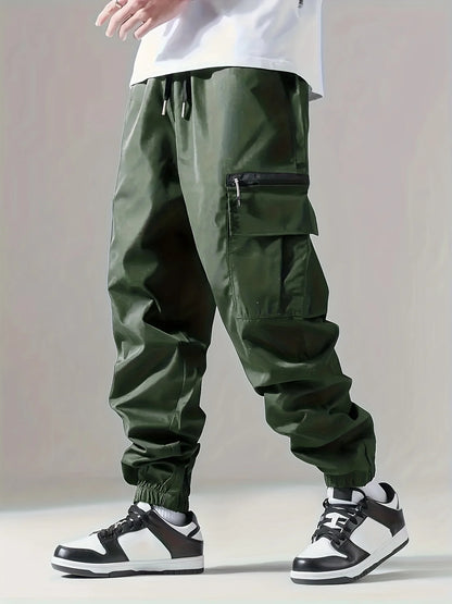 Men's Cargo Pants, Thin Trousers, Comfortable and Breathable, Outdoor Casual, Wearable, Running, Cycling, Multi-pocket 004