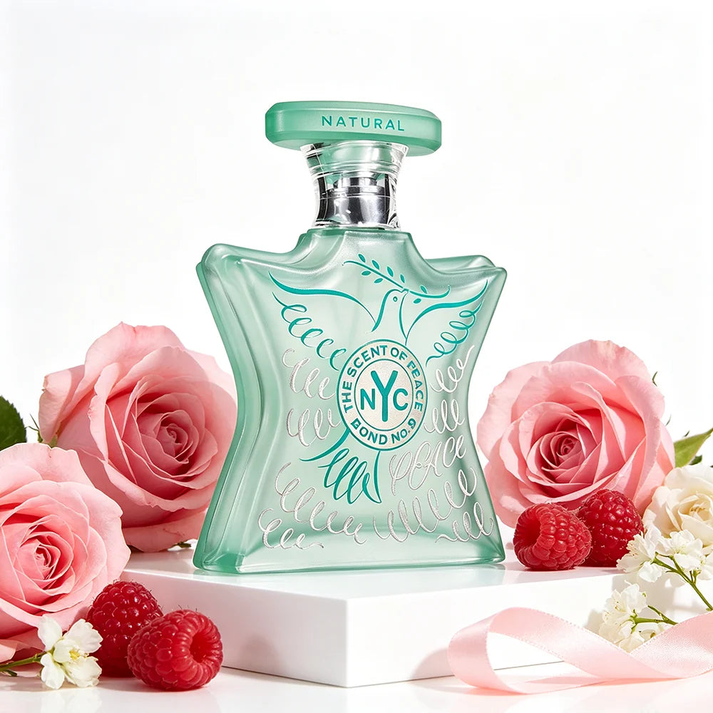 Bond No.9 The Scent of Peace Natural Perfume 100ml Women Eco Chic Citrus Scent Lemon Blackcurrant Top Notes Raspberry Rose Damascena Heart Cedarwood Musk Base Long Lasting EDP Natural Vegan Gift Box