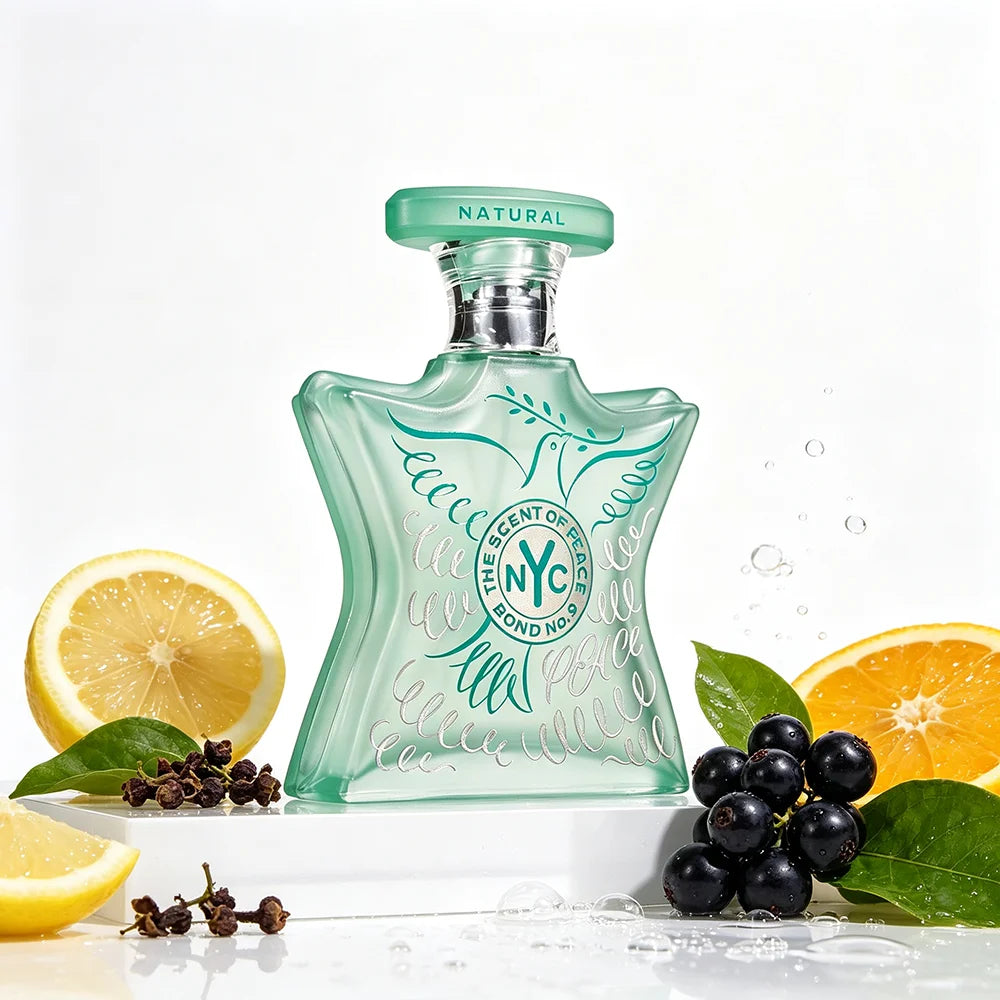Bond No.9 The Scent of Peace Natural Perfume 100ml Women Eco Chic Citrus Scent Lemon Blackcurrant Top Notes Raspberry Rose Damascena Heart Cedarwood Musk Base Long Lasting EDP Natural Vegan Gift Box