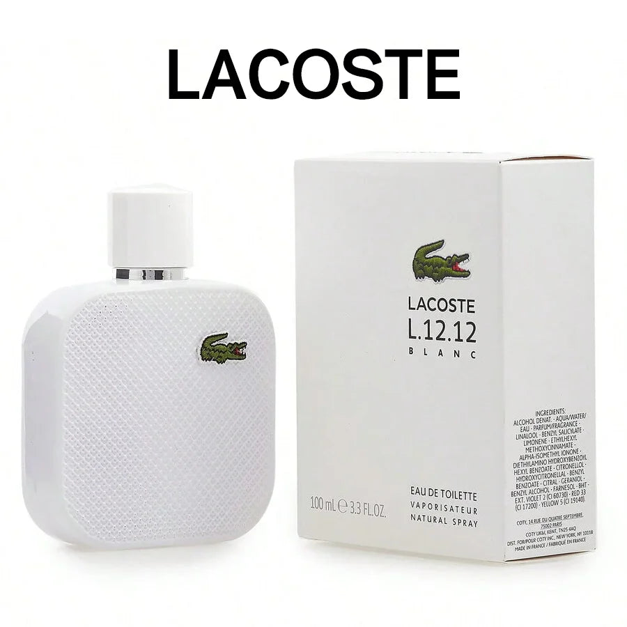 L.12.12 Blanc Men Eau De Toilette Spray (white) 100ml Woody Aromatic Notes Authentic Original Long-Lasting Fragrance Men's Perfume