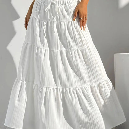 Plus Size New Spring/Summer Women's Half length Skirt with Strap Splicing, Large Swing Skirt, Loose Long Skirt