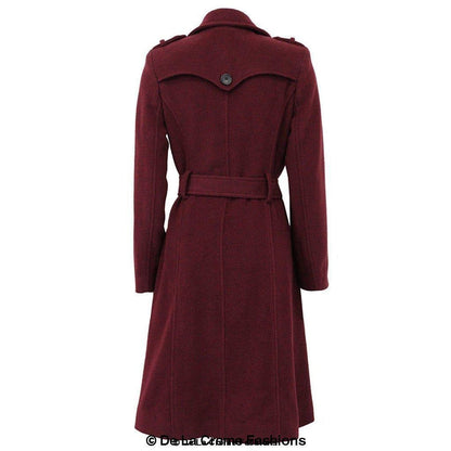 Faux Wool Blend Military Coat (9048)
