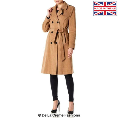 Faux Wool Blend Military Coat (9048)