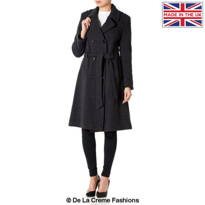 Faux Wool Blend Military Coat (9048)