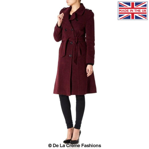Faux Wool Blend Military Coat (9048)