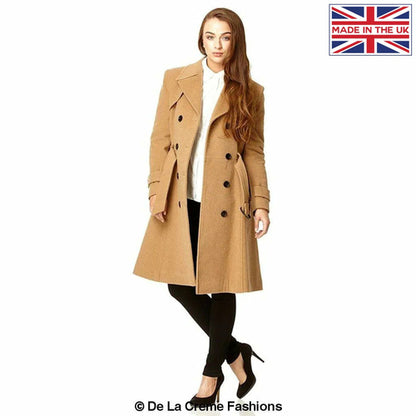 Faux Wool Blend Double Breasted Coat (1201)