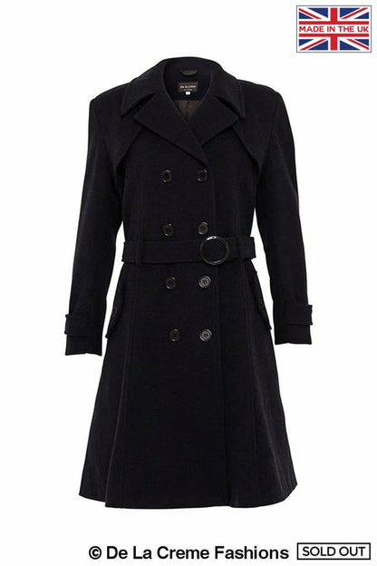 Faux Wool Blend Double Breasted Coat (1201)