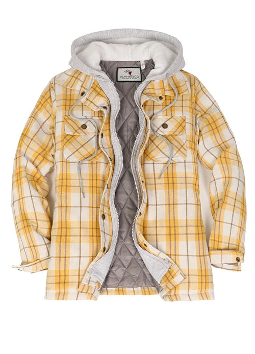 Women's Full Zip Up Quilted Lined Flannel Jacket,Snap Button Closure