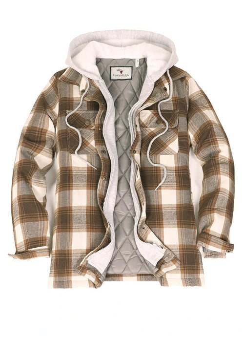 Women's Full Zip Up Quilted Lined Flannel Jacket,Snap Button Closure